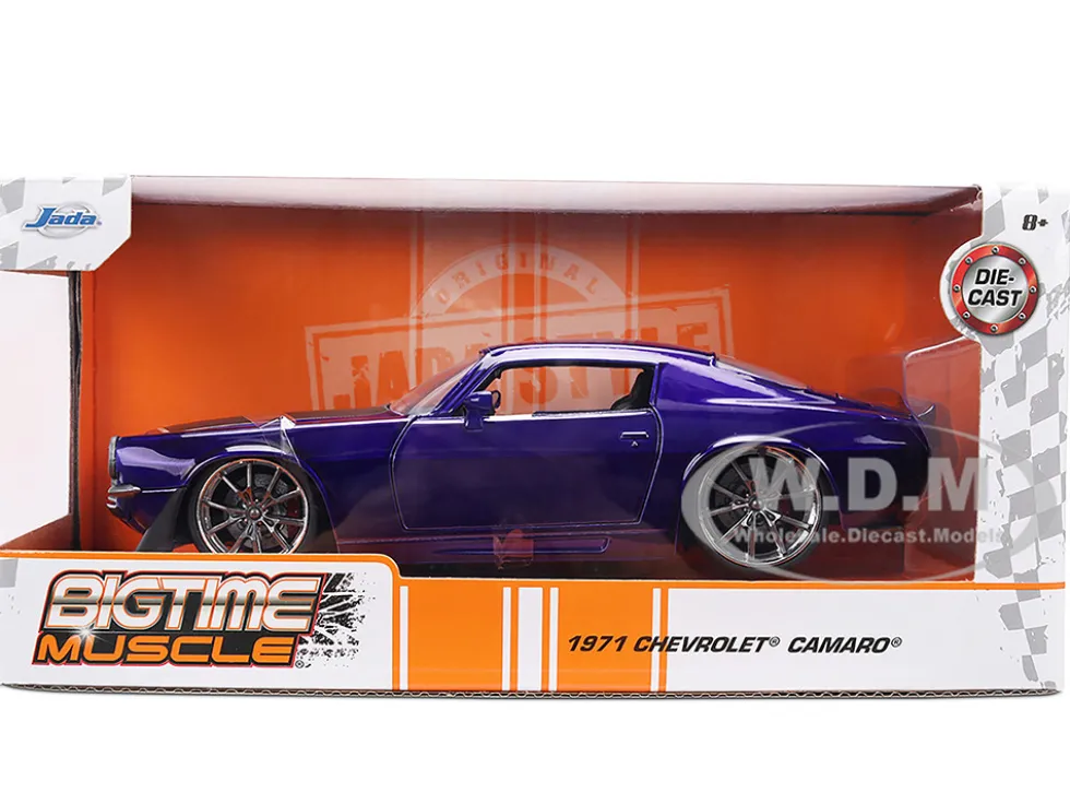 1971 Chevrolet Camaro Z/28 Purple Metallic with Black Hood "Bigtime Muscle" Series 1/24 Diecast Model Car by Jada