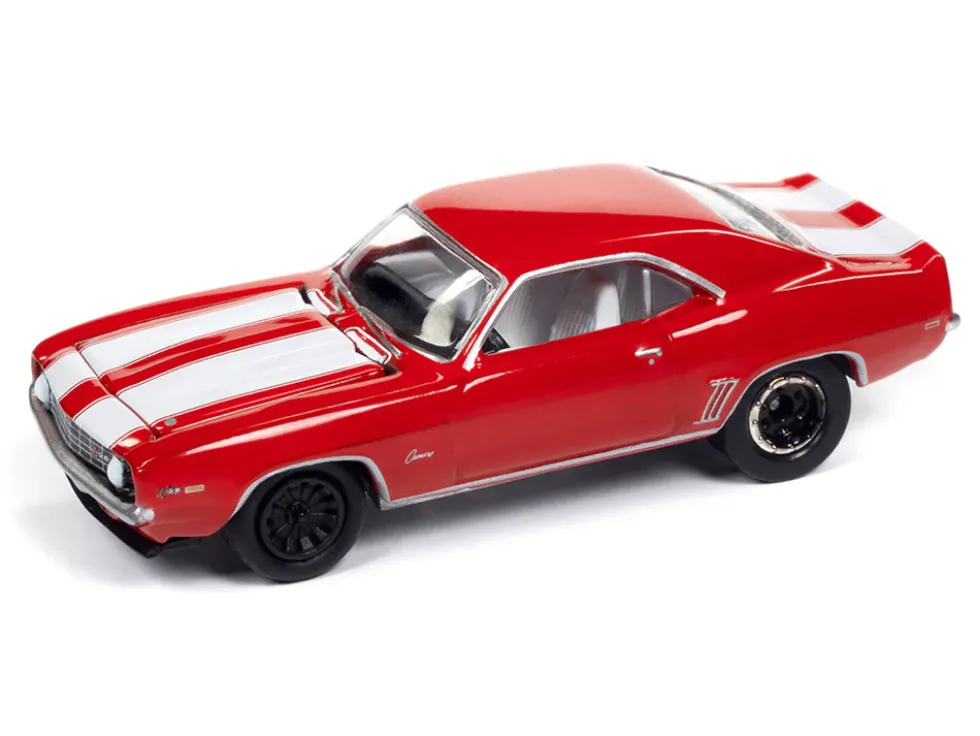 1969 Chevrolet Camaro Z28 Red with White Stripes and Interior "Muscle Cars USA" Series 1/64 Diecast Model Car by Johnny Lightning
