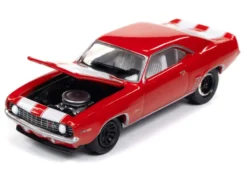 1969 Chevrolet Camaro Z28 Red with White Stripes and Interior "Muscle Cars USA" Series 1/64 Diecast Model Car by Johnny Lightning