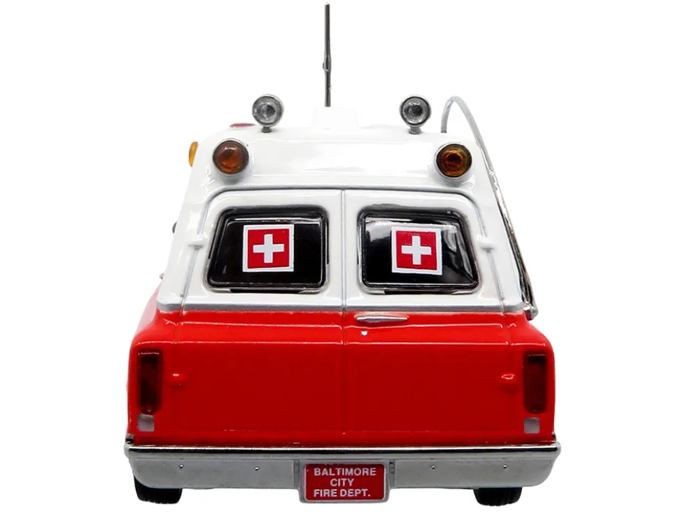 1969 Chevrolet C-10 Ambulance "Baltimore City Fire Department" White and Red "5 Alarm" Series Limited Edition 1/50 Diecast Model by Iconic Replicas