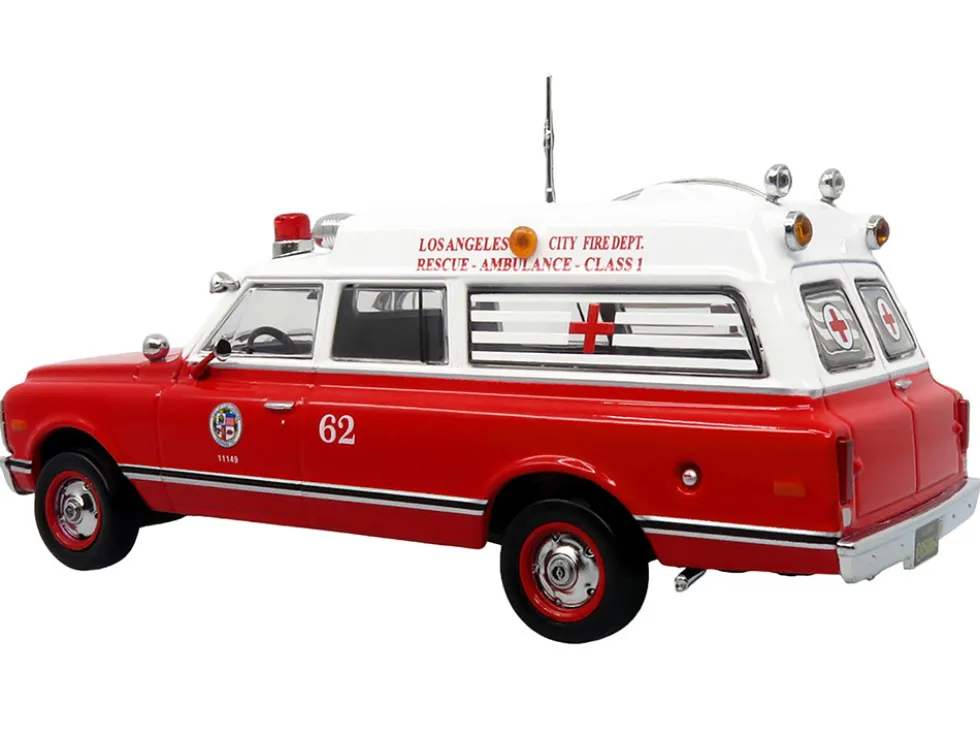 1969 Chevrolet C-10 Ambulance "Los Angeles City Fire Department" Red and White "5 Alarm" Series Limited Edition 1/50 Diecast Model by Iconic Replicas
