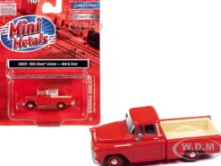 1955 Chevrolet Cameo Pickup Truck Red Ivory 1/87 HO Scale Model Car Classic Metal Works 30623