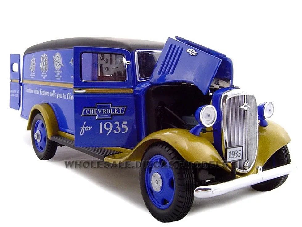 1935 Chevrolet Canopy Truck Blue Truck With Accessories 1/24 Diecast Model Unique Replicas 18621