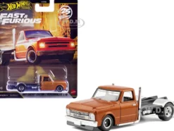 1967 Chevrolet C-10 Custom Bedless Truck Orange Metallic "Furious 7" (2015) Movie "Fast & Furious" Series Diecast Model Car by Hot Wheels