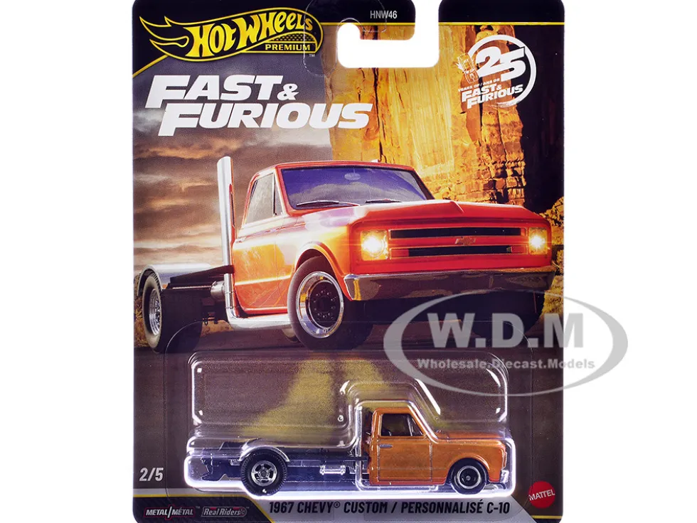 1967 Chevrolet C-10 Custom Bedless Truck Orange Metallic "Furious 7" (2015) Movie "Fast & Furious" Series Diecast Model Car by Hot Wheels