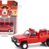 1986 Chevrolet C20 Custom Deluxe Pickup Truck Red First Attack Unit Fire Equipment Hose and Tank Lawrenceburg Fire Department Indiana Fire & Rescue Series 1 1/64 Diecast Model Car Greenlight 67010 A