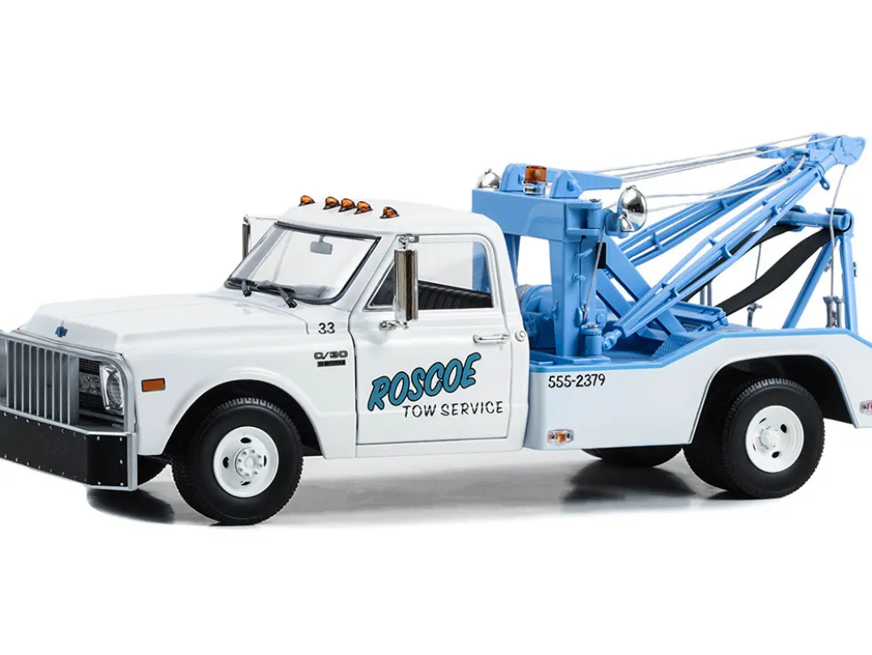 1969 Chevrolet C 30 Dually Wrecker Roscoe Tow Service Starsky and Hutch 1975 1979 TV Series 1/18 Diecast Model Car Greenlight 13684