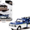 1972 Chevrolet C-30 Dually Wrecker Truck White and Blue with Yellow Stripes Goodyear Tire Testing Division Dually Drivers Series 10 1/64 Diecast Model Car Greenlight 46100B