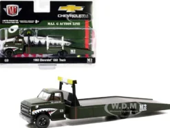 1968 Chevrolet C60 Flatbed Truck #68 Matt Dark Green with Graphics Maj. G Action Line Limited Edition 21120 pieces Worldwide 1/64 Diecast Model M2 Machines 39100-HS01