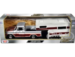 1966 Chevrolet C10 Fleetside Pickup Truck Silver Metallic with Brown Sides with Camper Shell 