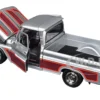 1966 Chevrolet C10 Fleetside Pickup Truck Silver Metallic with Brown Sides "American Classics" Series 1/24 Diecast Model Car by Motormax