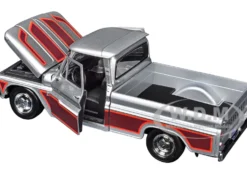 1966 Chevrolet C10 Fleetside Pickup Truck Silver Metallic with Brown Sides 