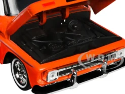 1966 Chevrolet C10 Fleetside Pickup Truck Lowrider Orange Metallic with White Top Get Low Series 1/24 Diecast Model Car Motormax 79034COP