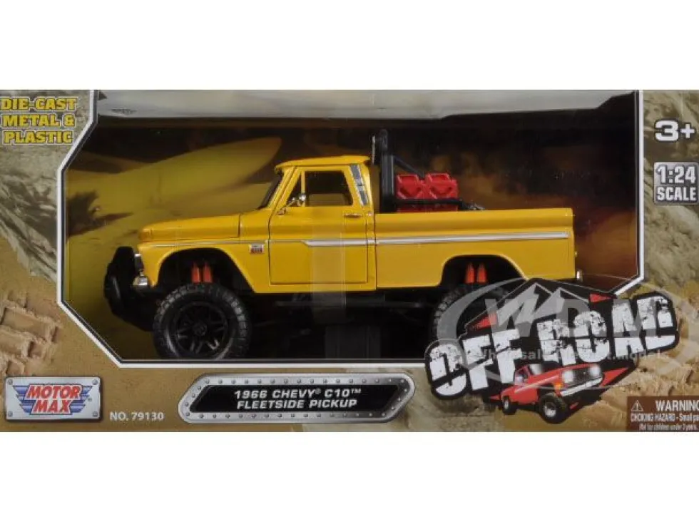 1966 Chevrolet C10 Fleetside Pickup Truck Off Road Yellow 1/24 Diecast Model Motormax 79131