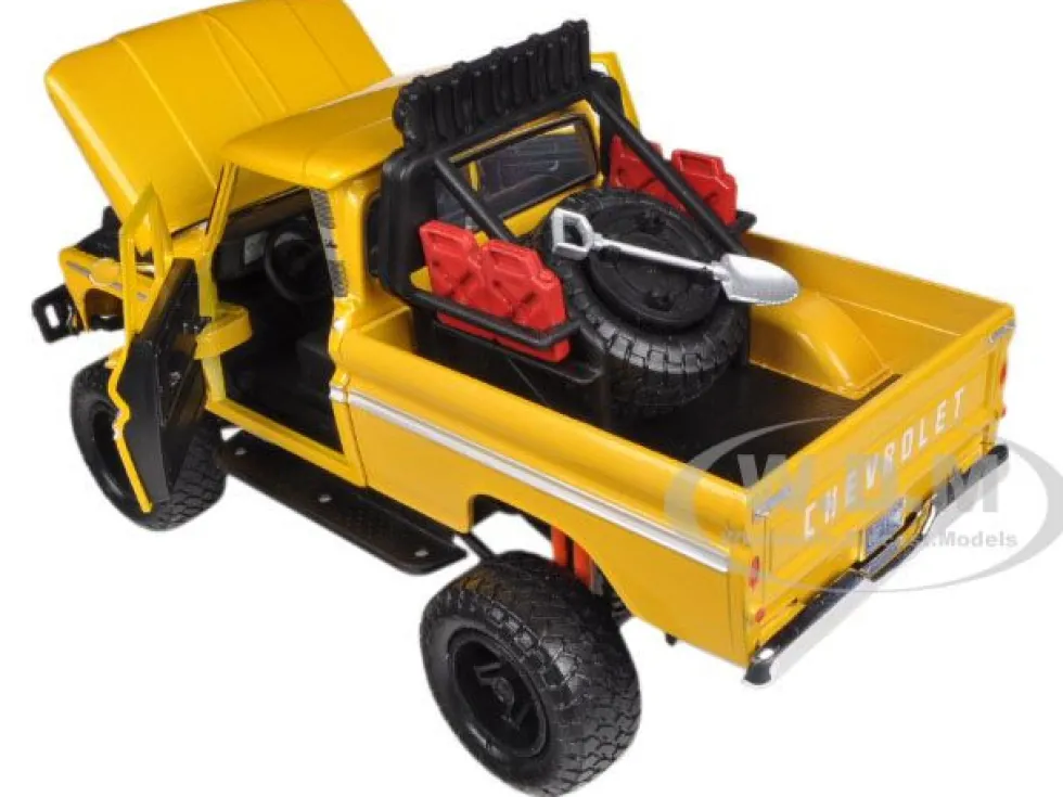1966 Chevrolet C10 Fleetside Pickup Truck Off Road Yellow 1/24 Diecast Model Motormax 79131