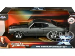 1970 Chevrolet Chevelle SS Gray Metallic with Black Stripes Fast & Furious 2009 Movie Fast & Furious Series 1/24 Diecast Model Car Jada 34923