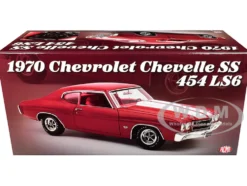 1970 Chevrolet Chevelle SS 454 LS6 Cranberry Red with White Stripes and Red Interior Limited Edition to 454 pieces Worldwide 1/18 Diecast Model Car by ACME