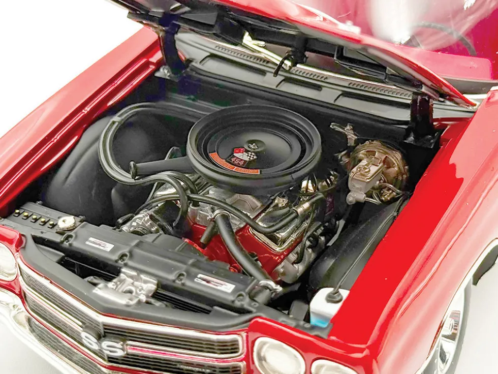 1970 Chevrolet Chevelle SS 454 LS6 Cranberry Red with White Stripes and Red Interior Limited Edition to 454 pieces Worldwide 1/18 Diecast Model Car by ACME
