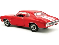 1970 Chevrolet Chevelle SS 454 LS6 Cranberry Red with White Stripes and Red Interior Limited Edition to 454 pieces Worldwide 1/18 Diecast Model Car by ACME