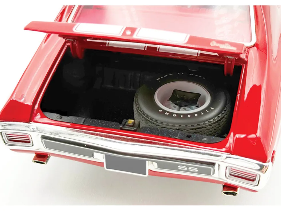 1970 Chevrolet Chevelle SS 454 LS6 Cranberry Red with White Stripes and Red Interior Limited Edition to 454 pieces Worldwide 1/18 Diecast Model Car by ACME