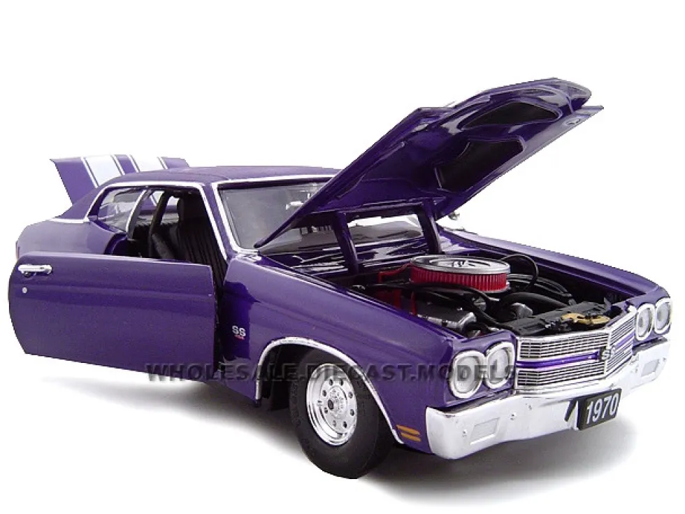 1970 Chevrolet Chevelle SS 454 Purple Pro Street 1/24 Diecast Car Model Unique Replicas 18676