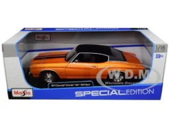 1971 Chevrolet Chevelle SS 454 Sport Metallic Orange Black Top Black Stripes 1/18 Diecast Model Car Maisto 31890