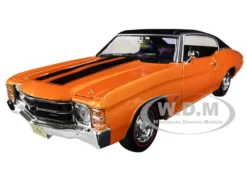 1971 Chevrolet Chevelle SS 454 Sport Metallic Orange Black Top Black Stripes 1/18 Diecast Model Car Maisto 31890