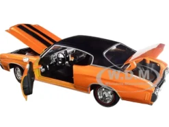 1971 Chevrolet Chevelle SS 454 Sport Metallic Orange Black Top Black Stripes 1/18 Diecast Model Car Maisto 31890