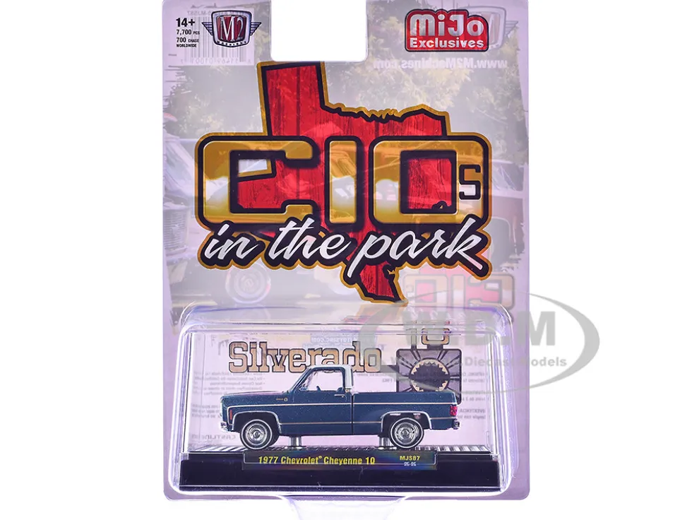 1977 Chevrolet Cheyenne 10 Pickup Truck Blue Metallic with White Top and Blue Interior Limited Edition to 7700 pieces Worldwide 1/64 Diecast Model Car by M2 Machines