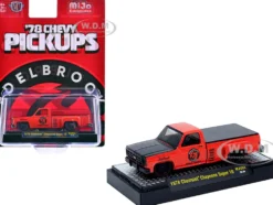 1978 Chevrolet Cheyenne Super 10 Pickup Truck "Edelbrock" Red with Black Hood Limited Edition to 9900 pieces Worldwide 1/64 Diecast Model Car by M2 Machines