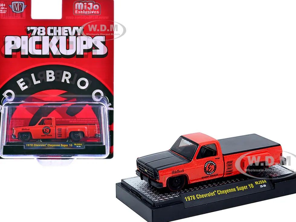 1978 Chevrolet Cheyenne Super 10 Pickup Truck "Edelbrock" Red with Black Hood Limited Edition to 9900 pieces Worldwide 1/64 Diecast Model Car by M2 Machines