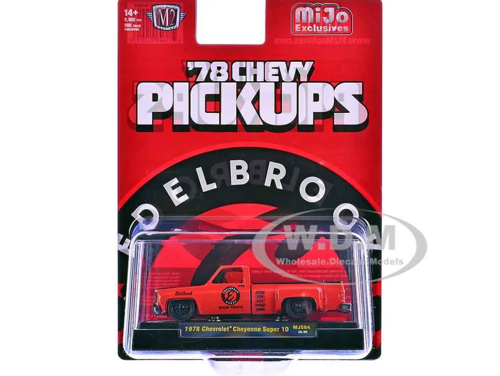 1978 Chevrolet Cheyenne Super 10 Pickup Truck "Edelbrock" Red with Black Hood Limited Edition to 9900 pieces Worldwide 1/64 Diecast Model Car by M2 Machines