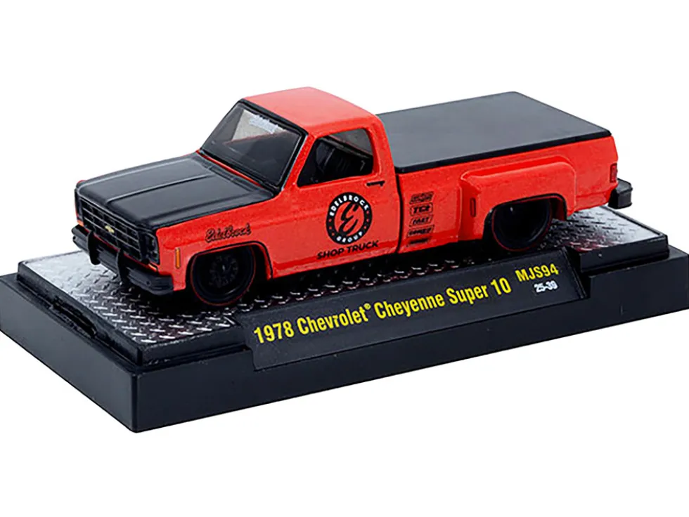 1978 Chevrolet Cheyenne Super 10 Pickup Truck "Edelbrock" Red with Black Hood Limited Edition to 9900 pieces Worldwide 1/64 Diecast Model Car by M2 Machines