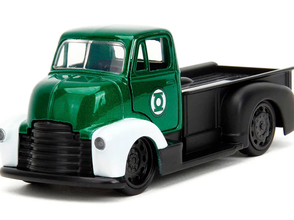 1952 Chevrolet COE Pickup Truck Green Metallic and Black and Green Lantern Diecast Figure DC Comics Hollywood Rides Series 1/32 Diecast Model Car Jada 33093