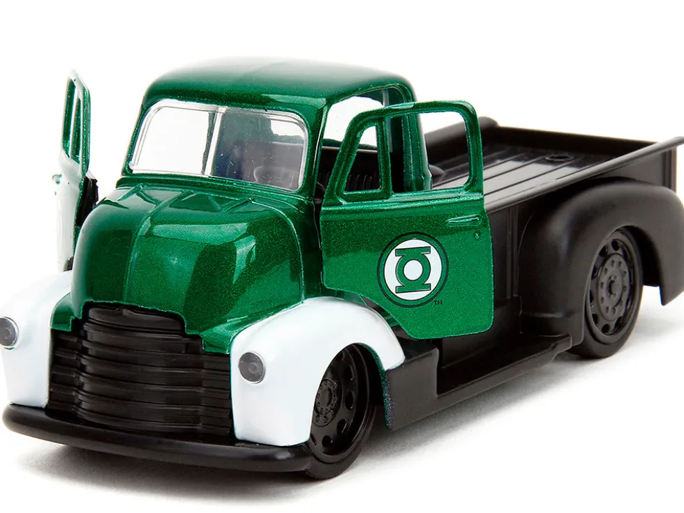 1952 Chevrolet COE Pickup Truck Green Metallic and Black and Green Lantern Diecast Figure DC Comics Hollywood Rides Series 1/32 Diecast Model Car Jada 33093