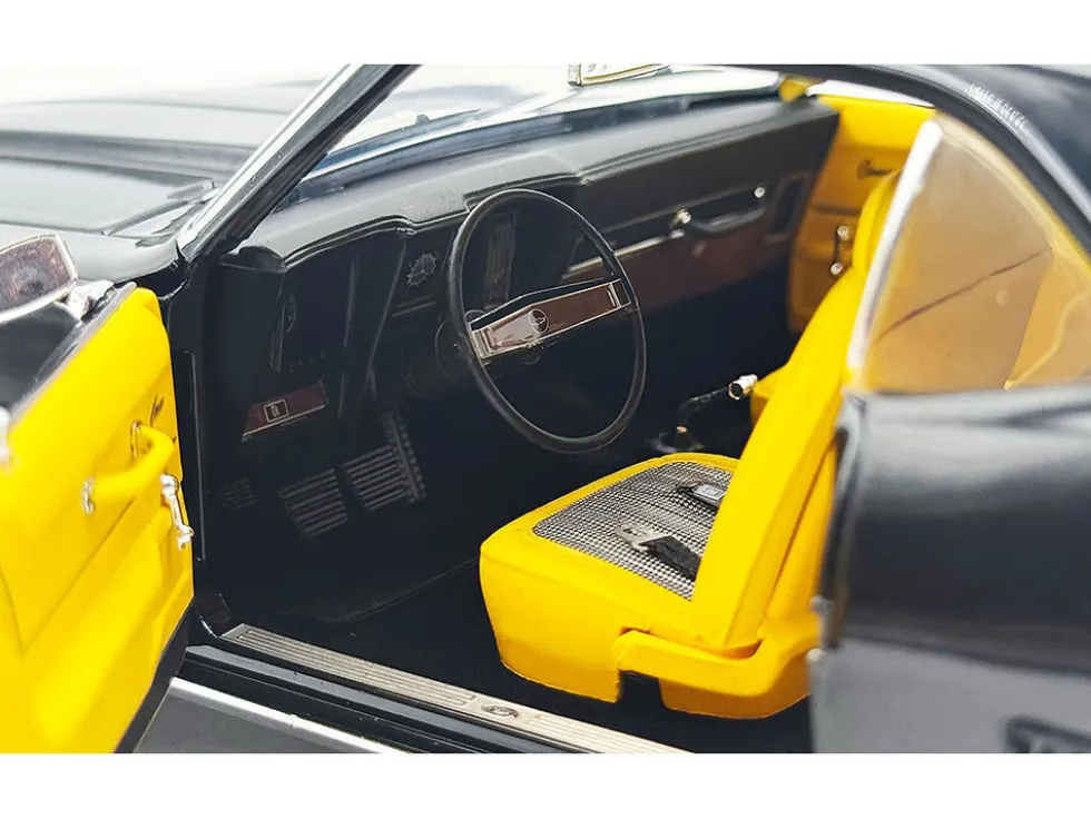 1969 Chevrolet COPO Camaro Tuxedo Black with Yellow Interior Limited Edition to 402 pieces Worldwide 1/18 Diecast Model Car by ACME