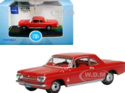 1963 Chevrolet Corvair Coupe Riverside Red Red Interior 1/87 HO Scale Diecast Model Car Oxford Diecast 87CH63002