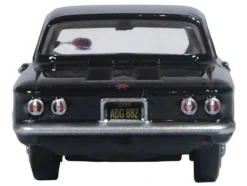 1963 Chevrolet Corvair Coupe Tuxedo Black with Red Interior 1/87 (HO) Scale Diecast Model Car by Oxford Diecast