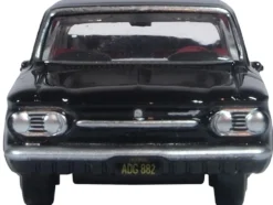 1963 Chevrolet Corvair Coupe Tuxedo Black with Red Interior 1/87 (HO) Scale Diecast Model Car by Oxford Diecast