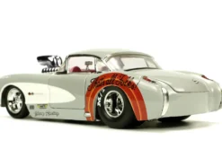 1957 Chevrolet Corvette Beige with Pink Interior with Bugs Bunny Figure Looney Tunes Hollywood Rides Series 1/24 Diecast Model Car Jada 32390