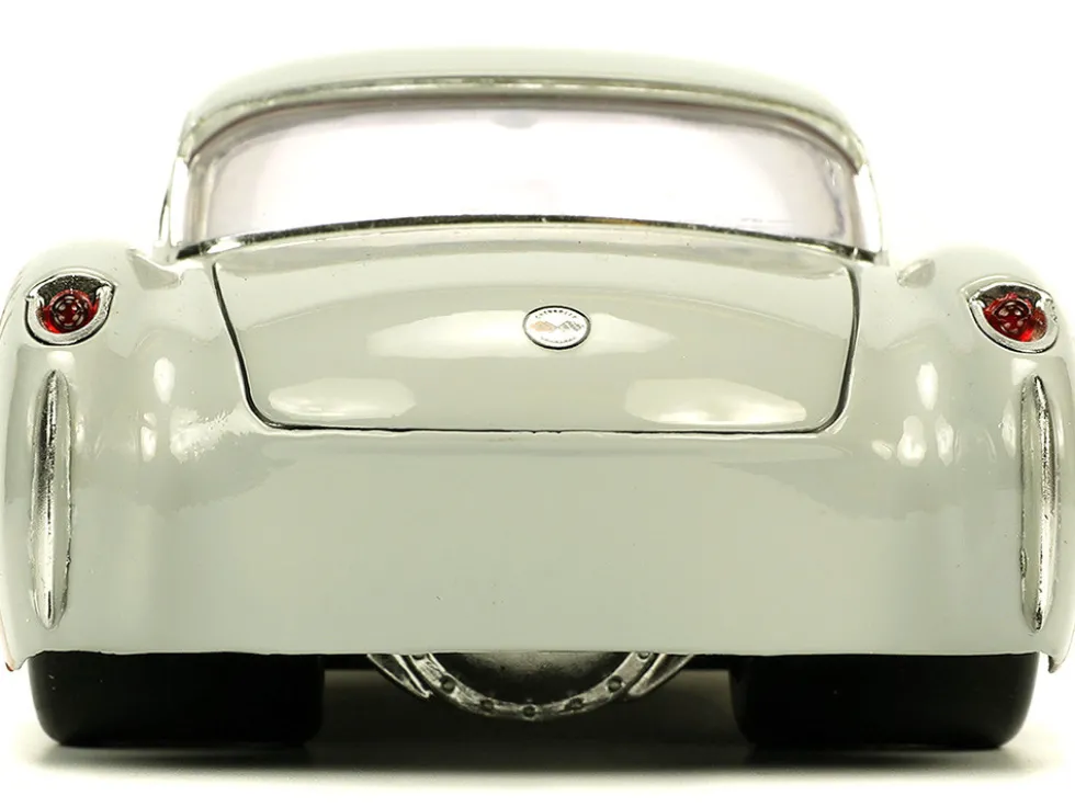 1957 Chevrolet Corvette Beige with Pink Interior with Bugs Bunny Figure Looney Tunes Hollywood Rides Series 1/24 Diecast Model Car Jada 32390