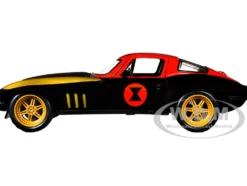 1966 Chevrolet Corvette Black Widow Diecast Figurine Avengers Marvel Series 1/24 Diecast Model Car Jada 31749