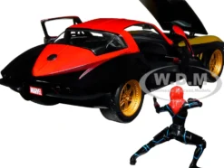 1966 Chevrolet Corvette Black Widow Diecast Figurine Avengers Marvel Series 1/24 Diecast Model Car Jada 31749