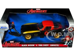 1966 Chevrolet Corvette Black Widow Diecast Figurine Avengers Marvel Series 1/24 Diecast Model Car Jada 31749