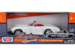 1967 Chevrolet Corvette C2 Convertible White with Red Interior Timeless Legends Series 1/24 Diecast Model Car Motormax 73224TL-W