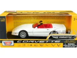 1986 Chevrolet Corvette C4 Convertible White Red Interior History of Corvette Series 1/24 Diecast Model Car Motormax 73298
