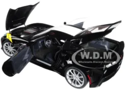 2017 Chevrolet Corvette C7 Grand Sport Black with White Stripe and Yellow Fender Hash Marks 1/18 Model Car Autoart 71273