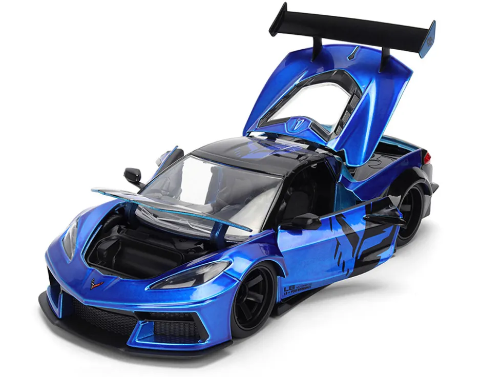 Chevrolet Corvette C8 "Liberty Walk" Candy Blue and Black "Hyper-Spec" Series 1/24 Diecast Model Car by Jada