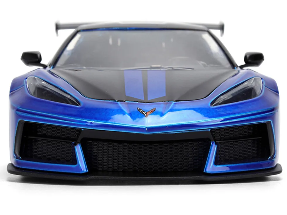 Chevrolet Corvette C8 "Liberty Walk" Candy Blue and Black "Hyper-Spec" Series 1/24 Diecast Model Car by Jada