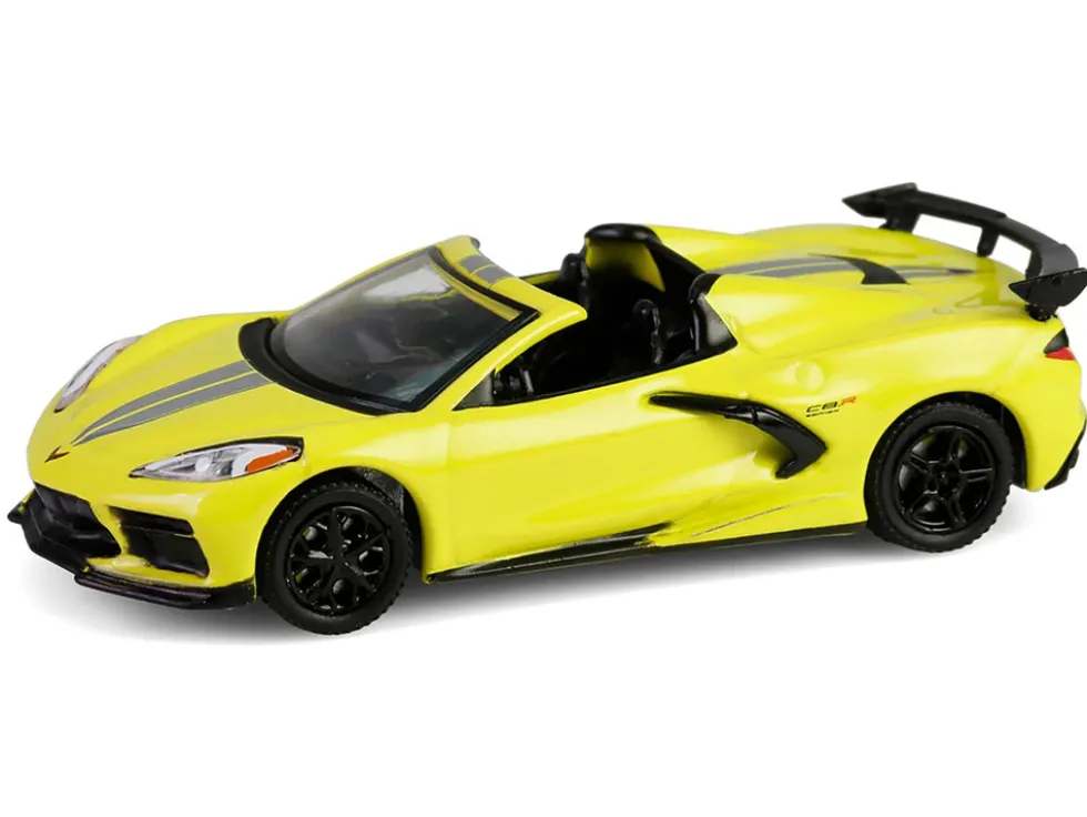 2022 Chevrolet Corvette C8.R Convertible Yellow with Silver Stripes "Barrett-Jackson" Series 15 1/64 Diecast Model Car by Greenlight
